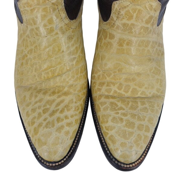 Bull Rider Men 9.5 Unique Color Golden Yellow Brown Leather Cowboy Western Boots - Picture 2 of 16